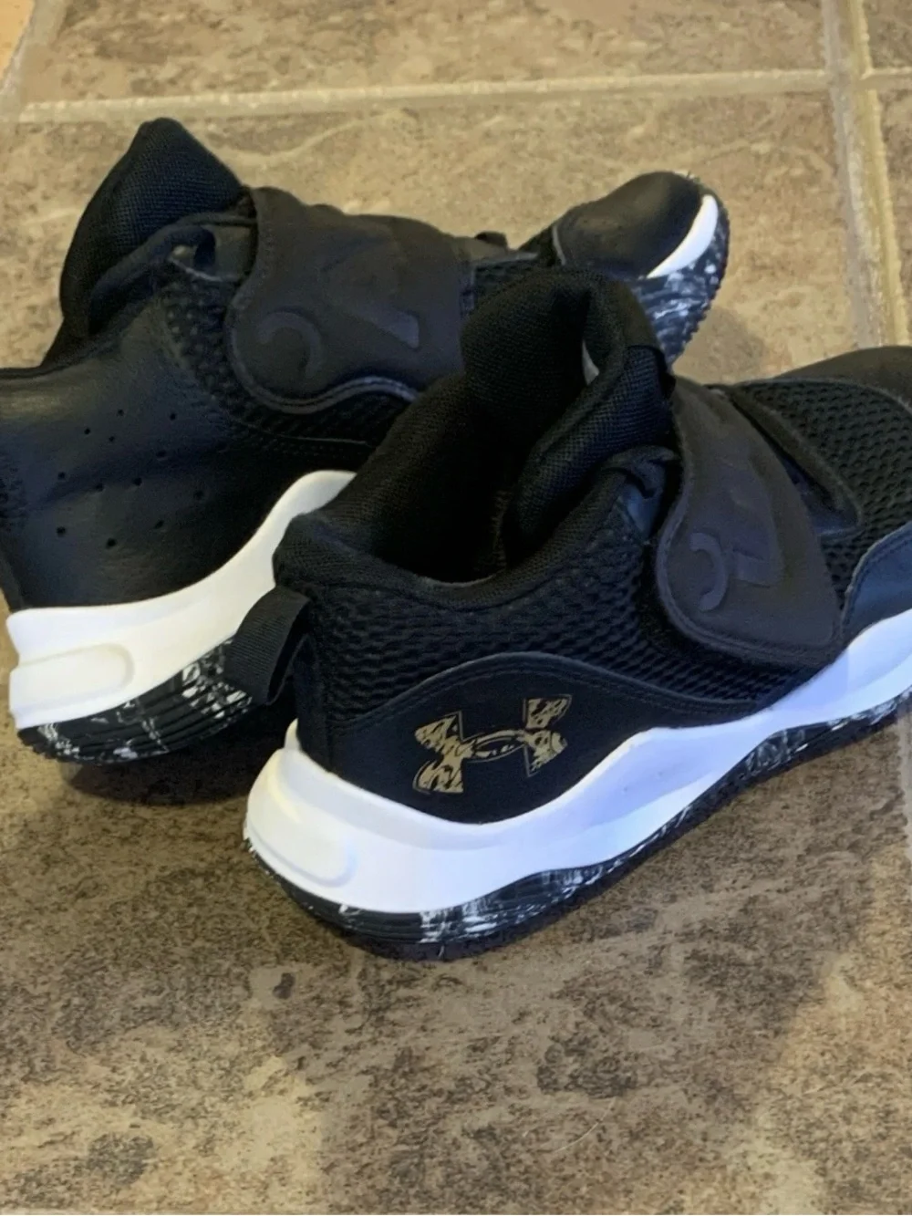 Under Armour Black and White Kids' Athletic Sneakers